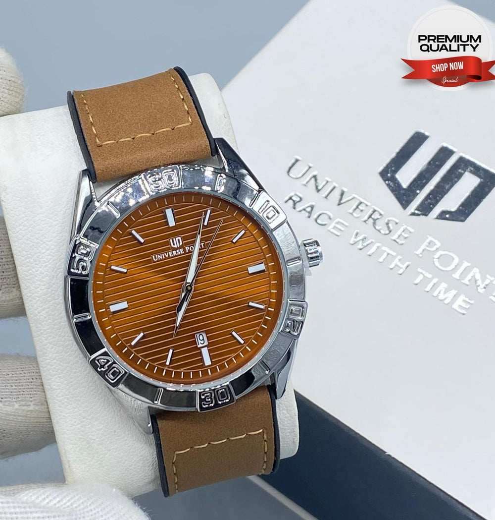 Universe Point Leather Strap Watch
