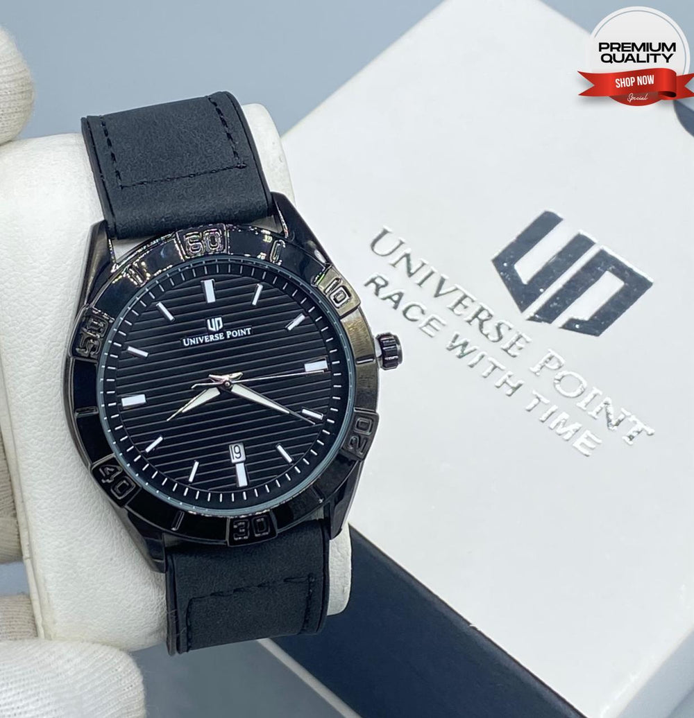 Universe Point Leather Strap Watch