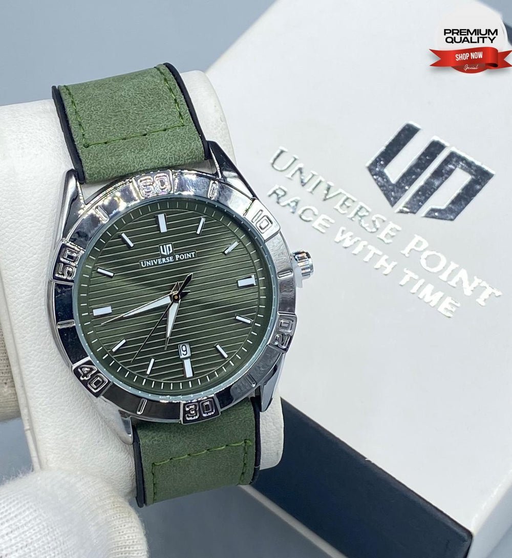 Universe Point Leather Strap Watch